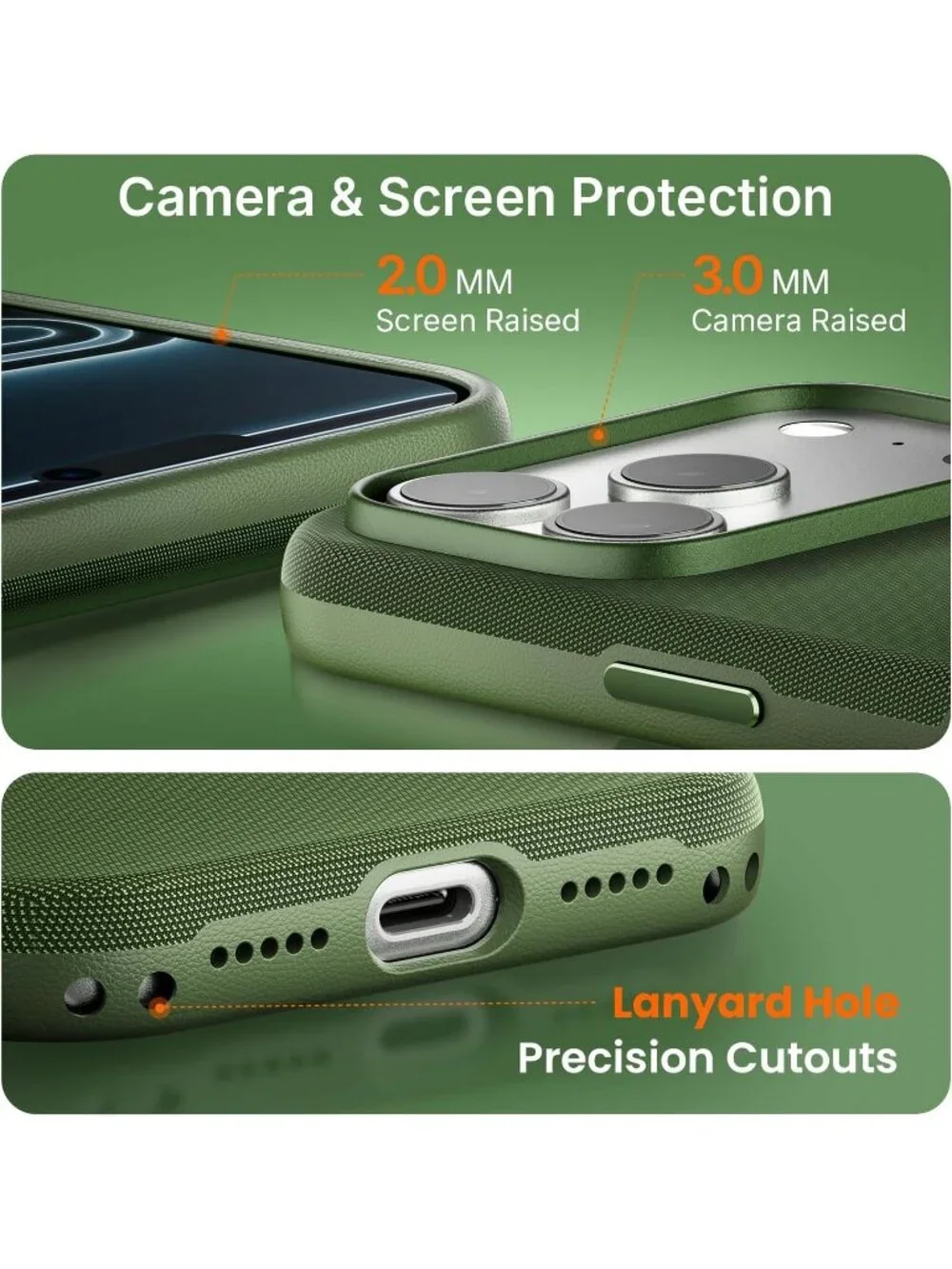 iPhone 17 Pro Max Green Techwoven Drop Protection Shockproof Skin-Friendly Case